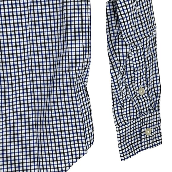 Chaps Boys Long Sleeve Plaid Button Down Shirt Kids Size 8 Blue White Check - Picture 12 of 12